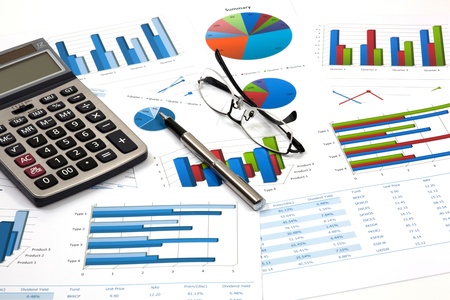 Graphs and Charts Report with penの写真素材