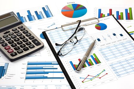 Graphs and Charts Report with penの写真素材