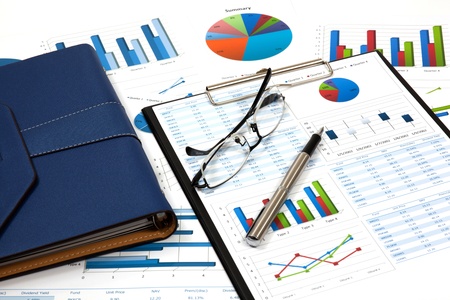 Graphs and Charts Report with penの写真素材