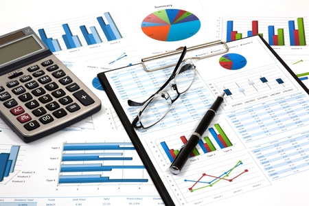 Graphs and Charts Report with penの写真素材