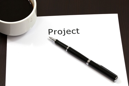 The word project close up in paperの写真素材