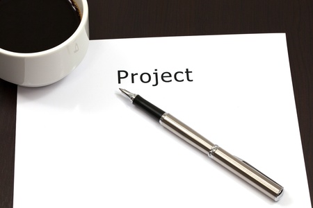 The word project close up in paperの写真素材