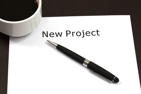 The word new project close up in paperの写真素材