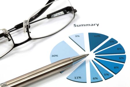 Graphs and Charts Report with penの写真素材