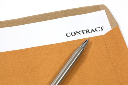 contract, contract in folder Close-upの写真素材
