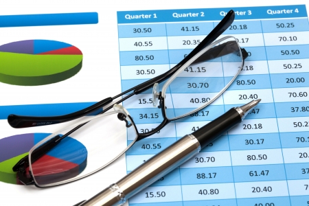 Stock market graphs and chartsの写真素材
