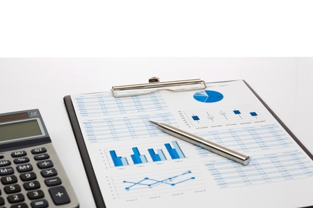 Financial graphs and charts showingの写真素材
