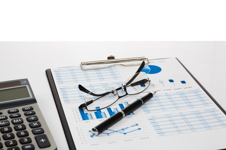 Financial graphs and charts showingの写真素材