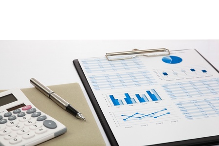 Financial graphs and charts showingの写真素材