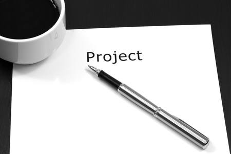 The word project close up in paperの写真素材