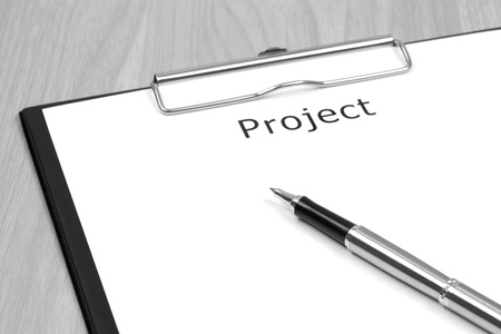 The word projects close up in paperの写真素材