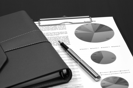 Financial graphs analysis on tableの写真素材