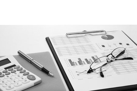 Financial graphs and charts showingの写真素材
