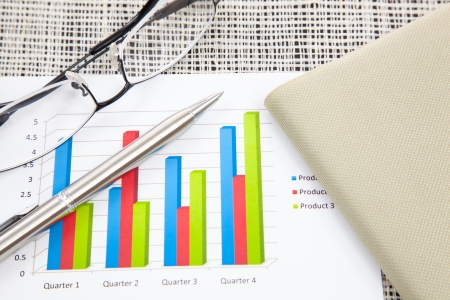 Business report and Financial graphs analysisの写真素材