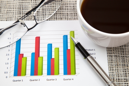 Business report and Financial graphs analysisの写真素材