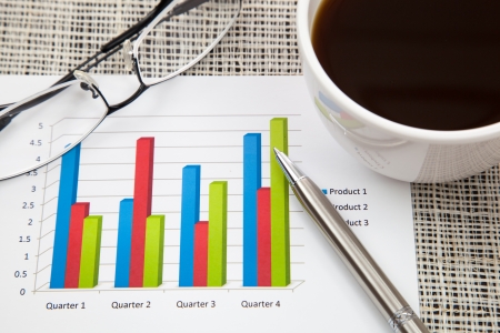 Business report and Financial graphs analysisの写真素材