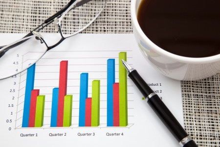 Business report and Financial graphs analysisの写真素材