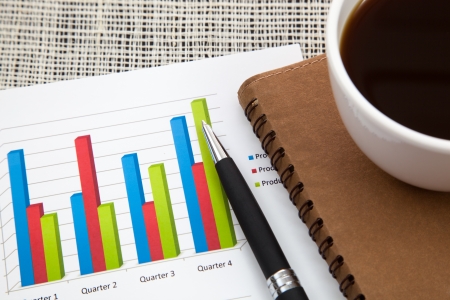 Business report and Financial graphs analysisの写真素材