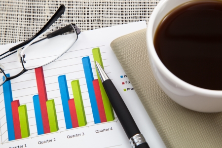 Business report and Financial graphs analysisの写真素材