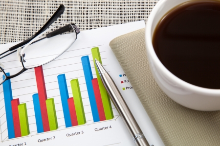 Business report and Financial graphs analysisの写真素材