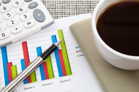 Business report and Financial graphs analysisの写真素材
