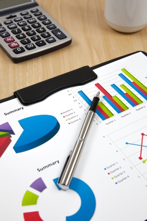 Graphs and charts report on tableの写真素材