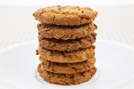 chocolate chips cookies on the Plateの写真素材