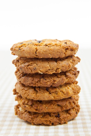 chocolate chips cookies on the clothの写真素材