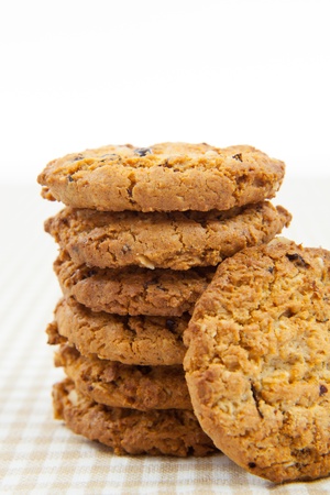 chocolate chips cookies on the clothの写真素材