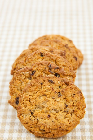 chocolate chips cookies on the clothの写真素材
