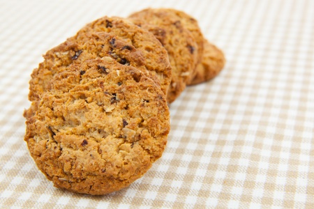 chocolate chips cookies on the clothの写真素材