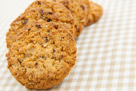 chocolate chips cookies on the clothの写真素材