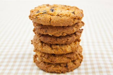 chocolate chips cookies on the clothの写真素材