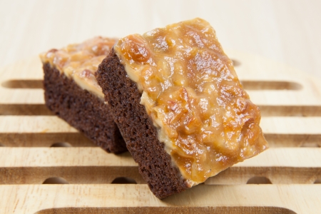 Close up image of walnut toffee cakeの写真素材