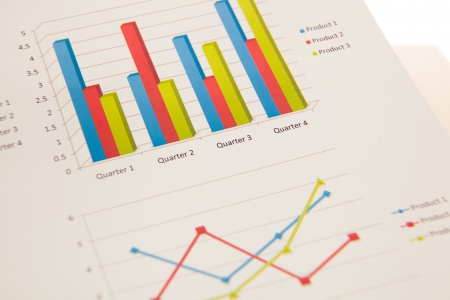 financial charts and graphs with penの写真素材