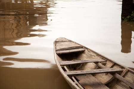 Traditional wooden boat on the river.の写真素材