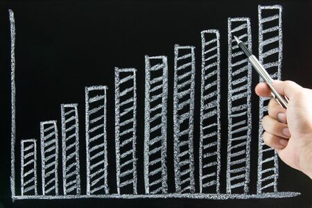 diagram sketched on blackboardの写真素材