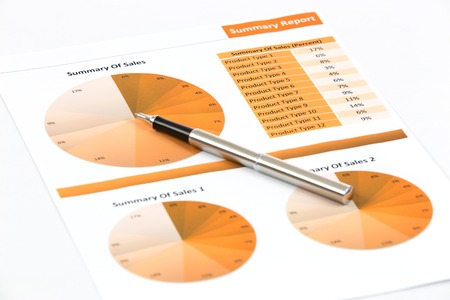 financial charts and graphs white backgroundの写真素材