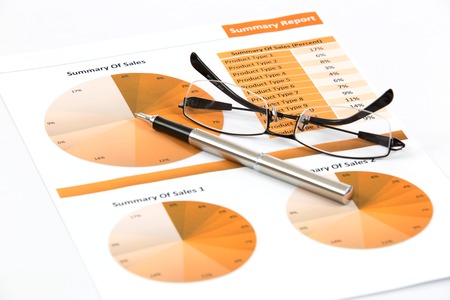 financial charts and graphs white backgroundの写真素材