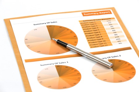 financial charts and graphs white backgroundの写真素材