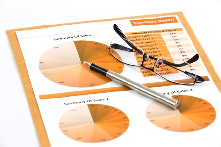 financial charts and graphs white backgroundの写真素材