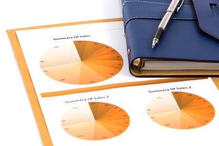financial charts and graphs white backgroundの写真素材