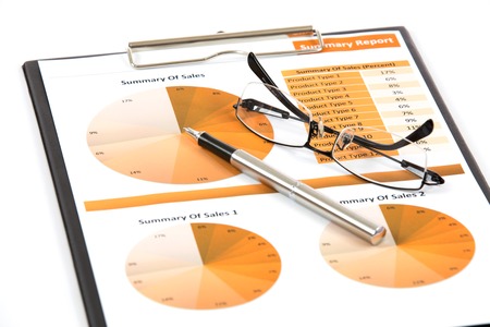 financial charts and graphs white backgroundの写真素材