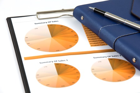 financial charts and graphs white backgroundの写真素材