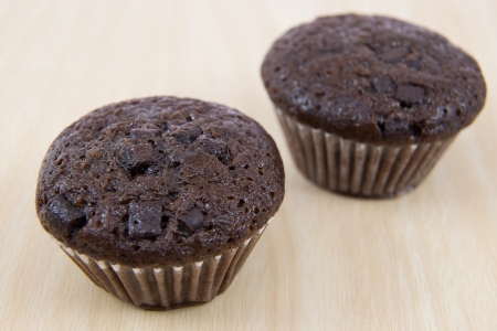 banana cake muffins on a chopping boardの写真素材