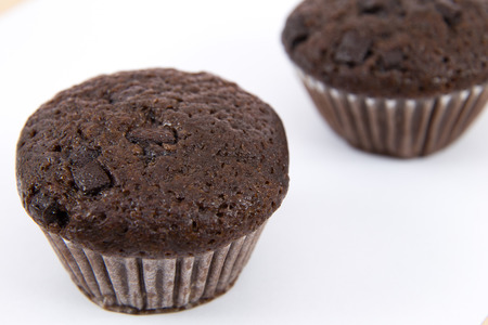 banana cake muffins white backgroundの写真素材