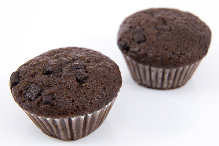 banana cake muffins white backgroundの写真素材