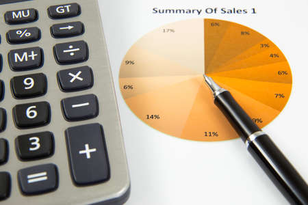Showing business and financial with calculatorの写真素材