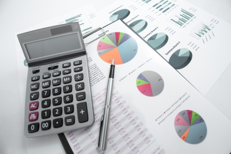 Graphs and Charts Report with penの写真素材
