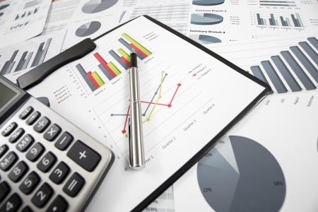 Graphs and Charts Report with penの写真素材